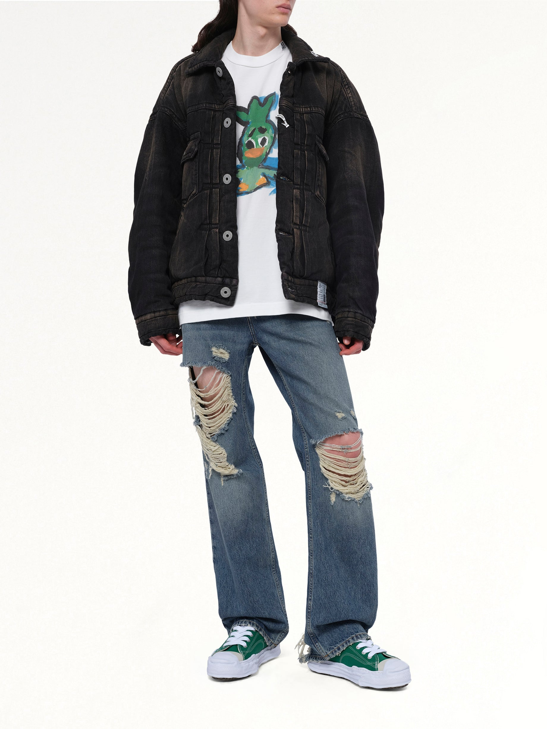 Puffer Denim Jacket in Black - 4