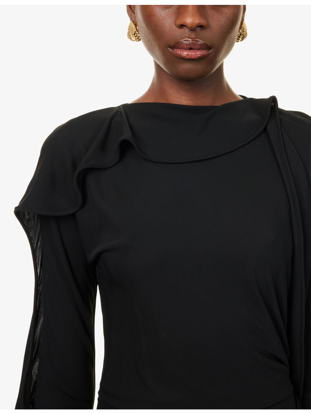 Asymmetric Draped Jersey Midi Dress - 5