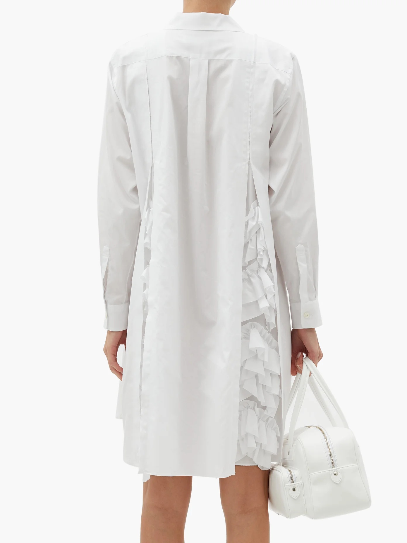 Ruffled-pleats cotton-poplin shirt dress - 5