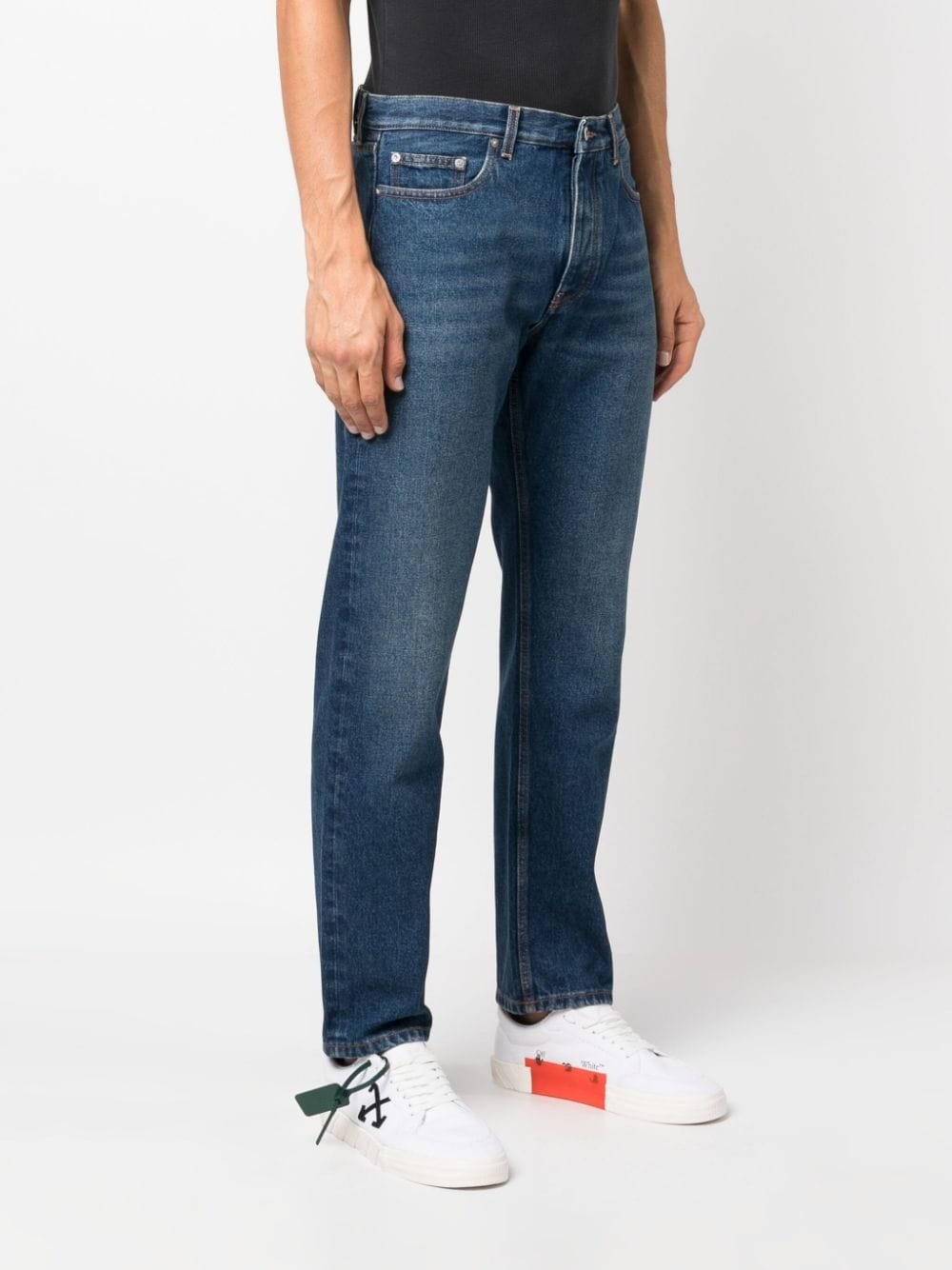 stonewashed straight-leg jeans - 3