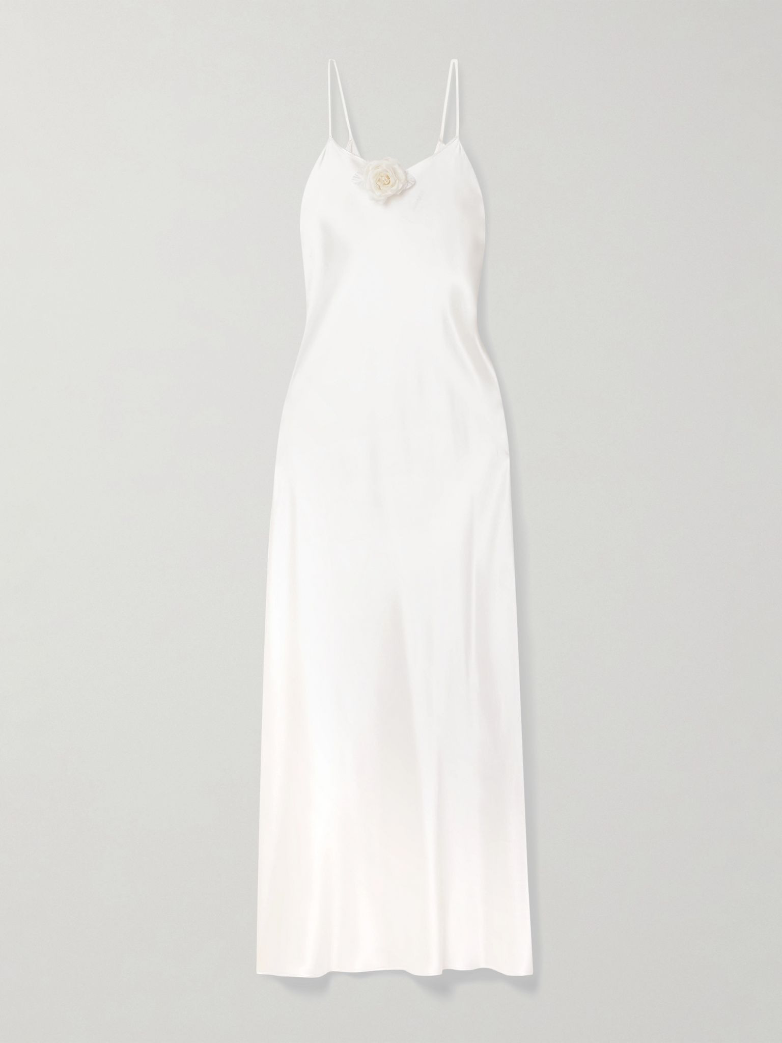 Embellished silk-satin midi dress Off-white - 1