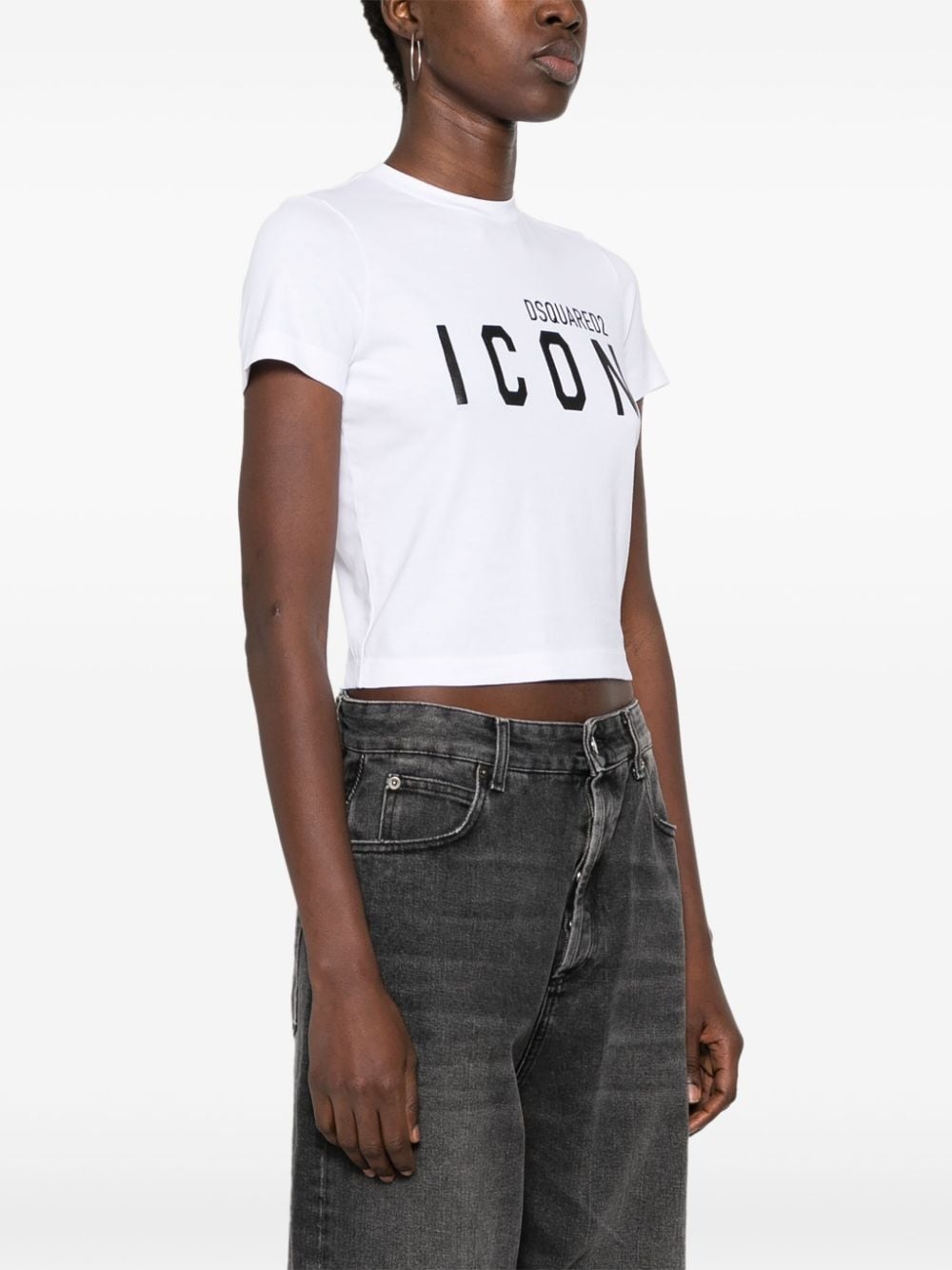 logo-print cropped T-shirt - 3