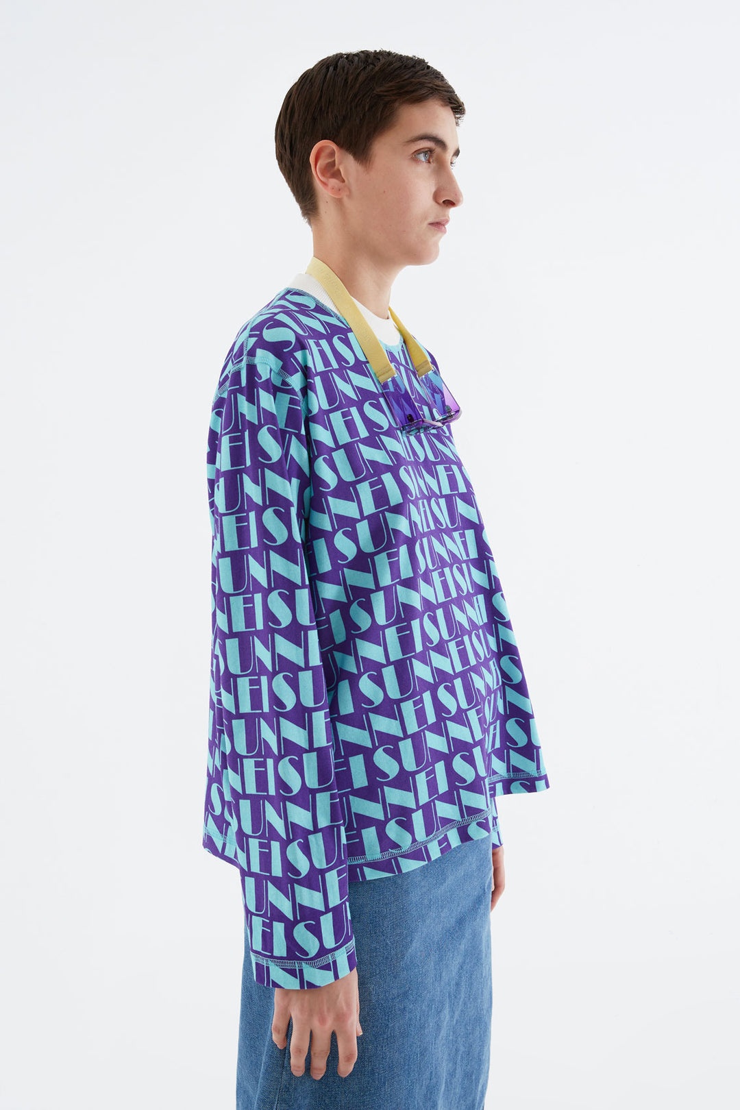 REVERSIBLE AZURE & PURPLE LOGO LONG-SLEEVED T-SHIRT - 4