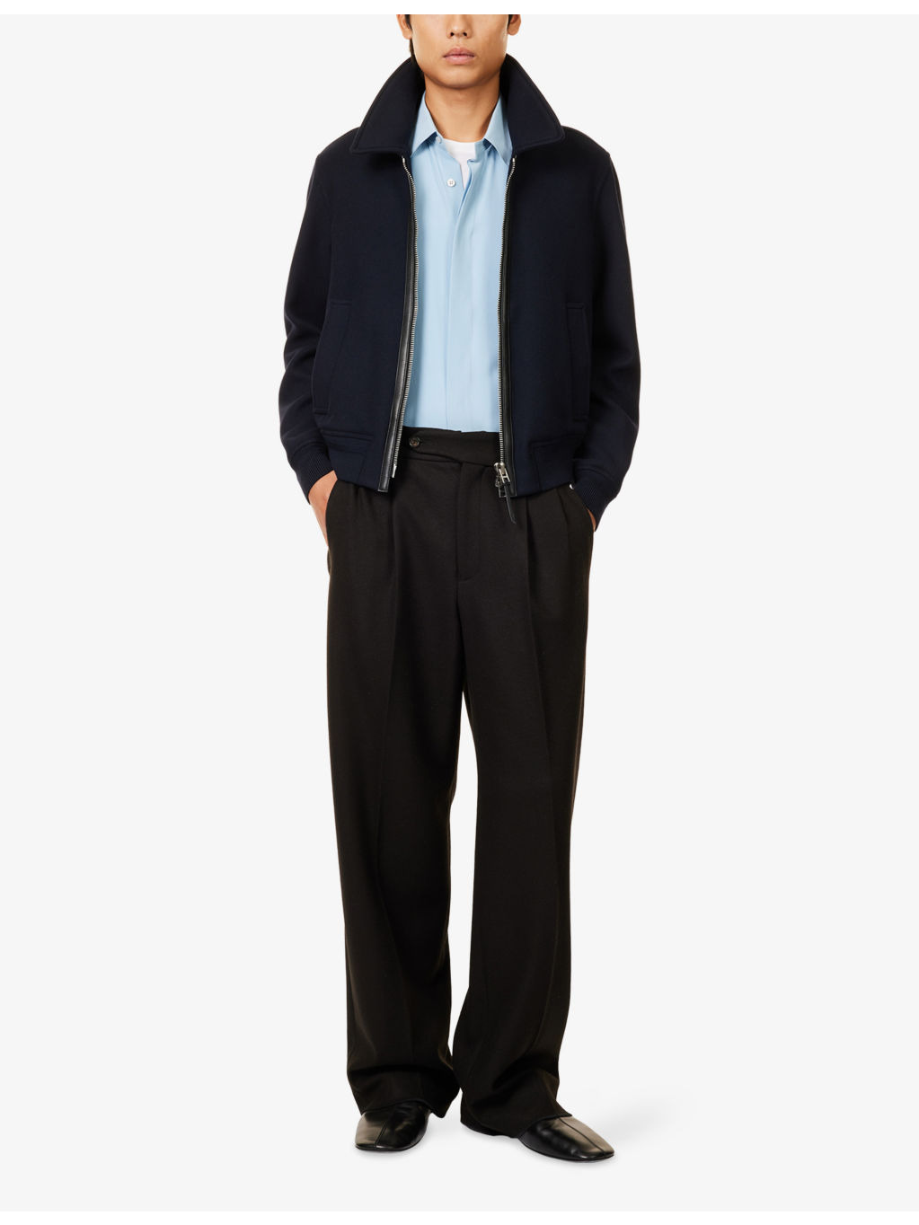 Pointed-Collar Double-Face Twill Wool Jacket - 2
