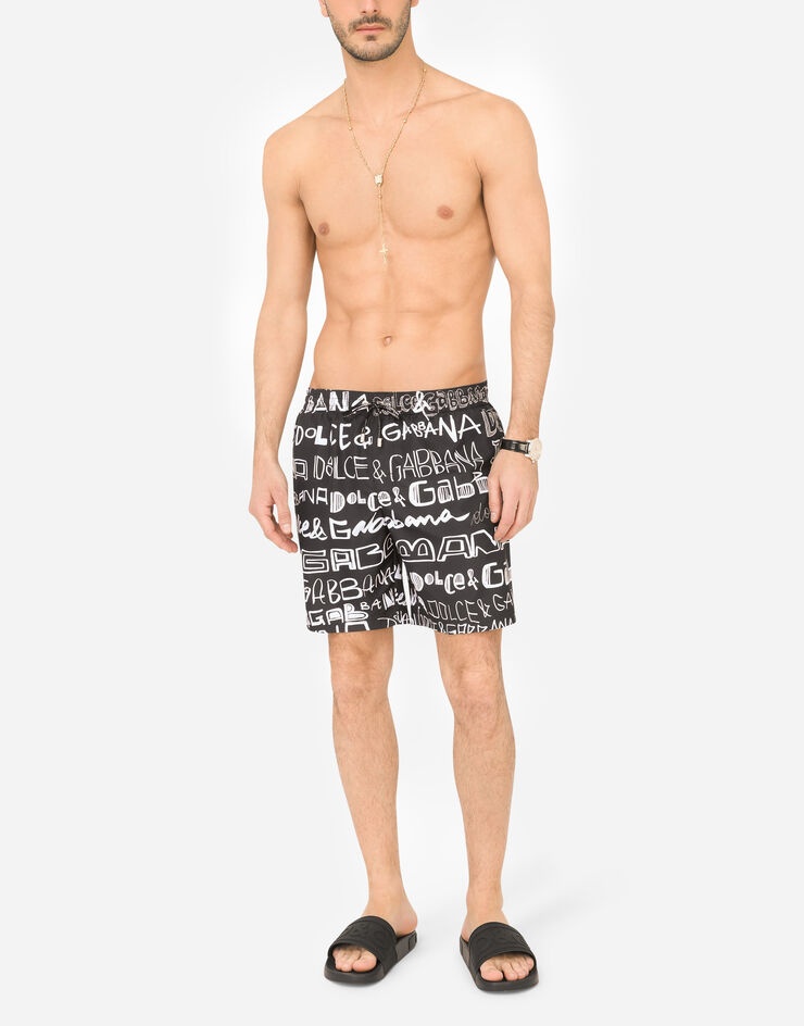 Mid-length swim trunks with all-over Dolce&Gabbana print - 3