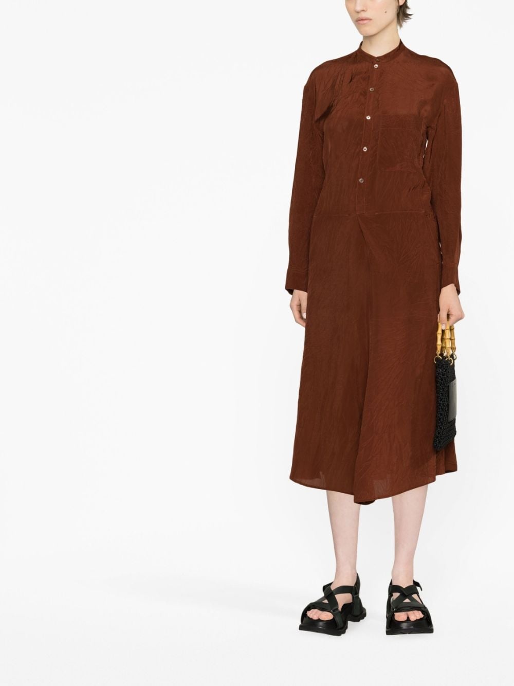 band-collar shirt dress - 2