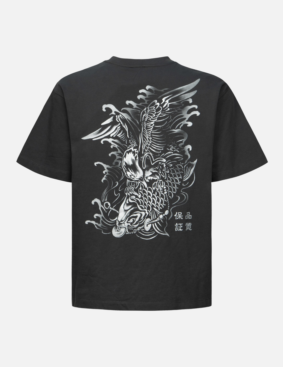 LOGO EMBROIDERY AND "SOARING SEAGULL AND DANCING CARP" PRINT RELAX FIT T-SHIRT - 2