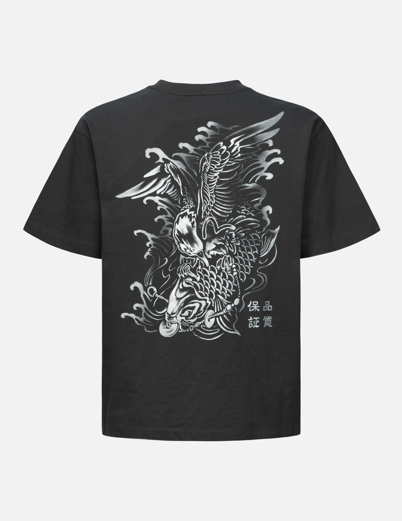 LOGO EMBROIDERY AND "SOARING SEAGULL AND DANCING CARP" PRINT RELAX FIT T-SHIRT 2