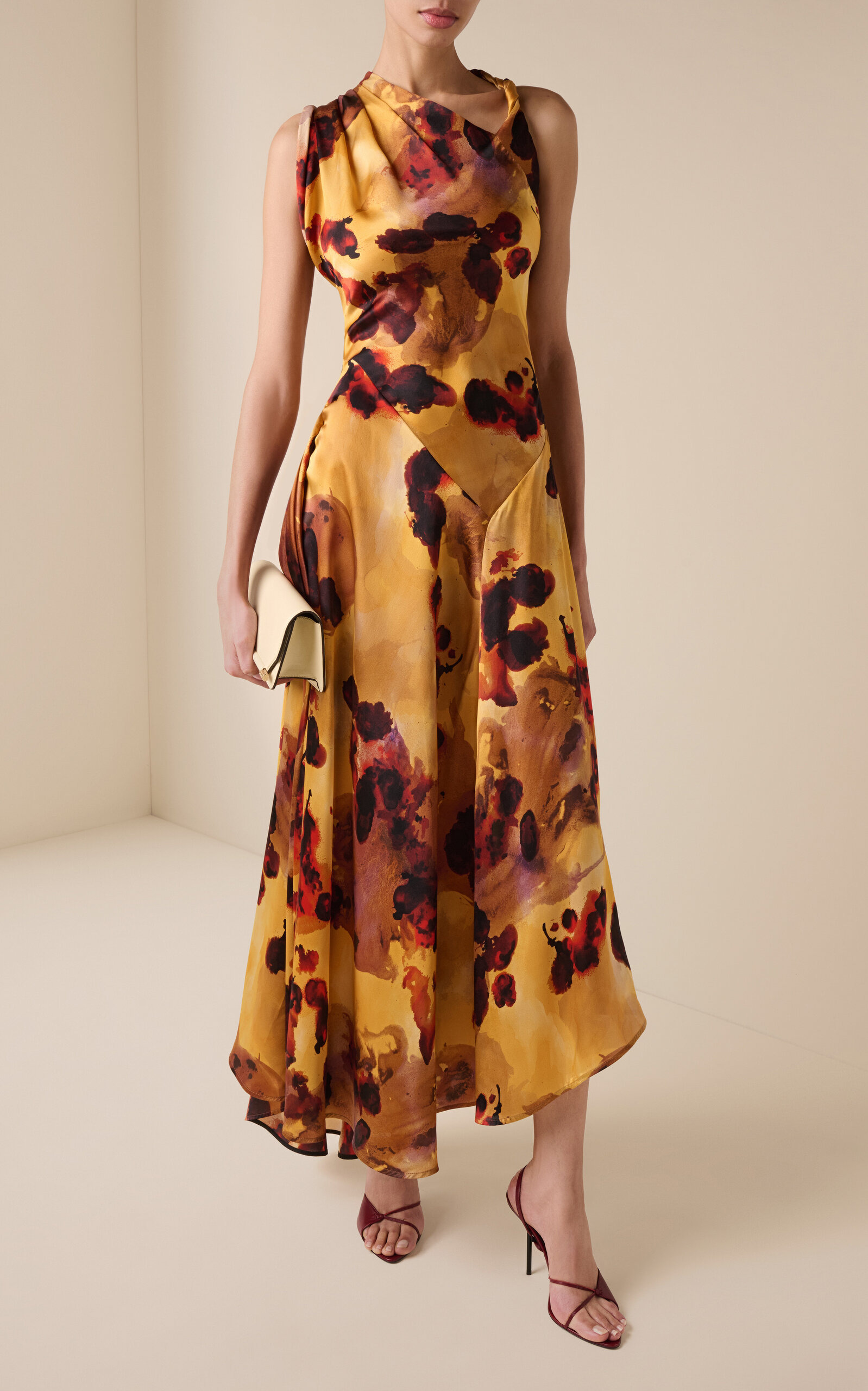 Asymmetric Silk Midi Dress multi - 2