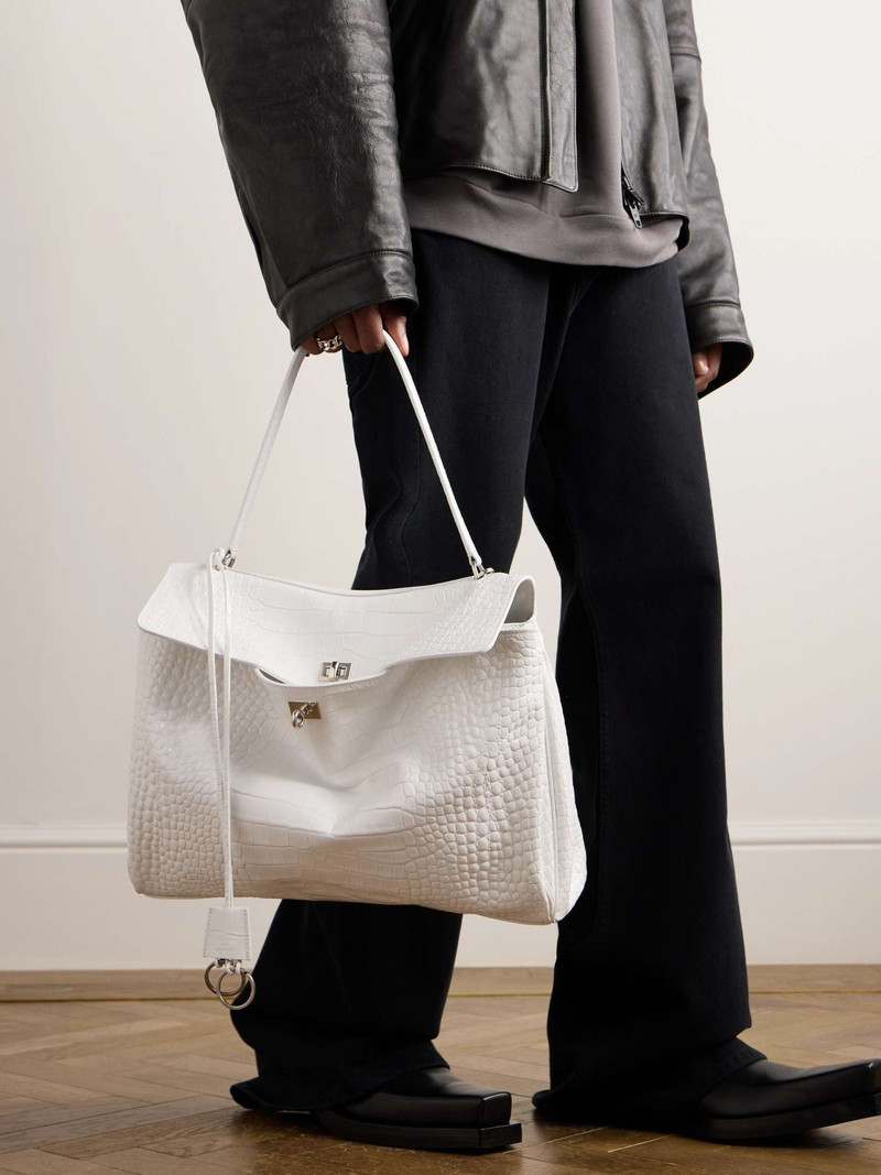 BALENCIAGA Rodeo Large Croc-Effect Leather Messenger Bag outlook