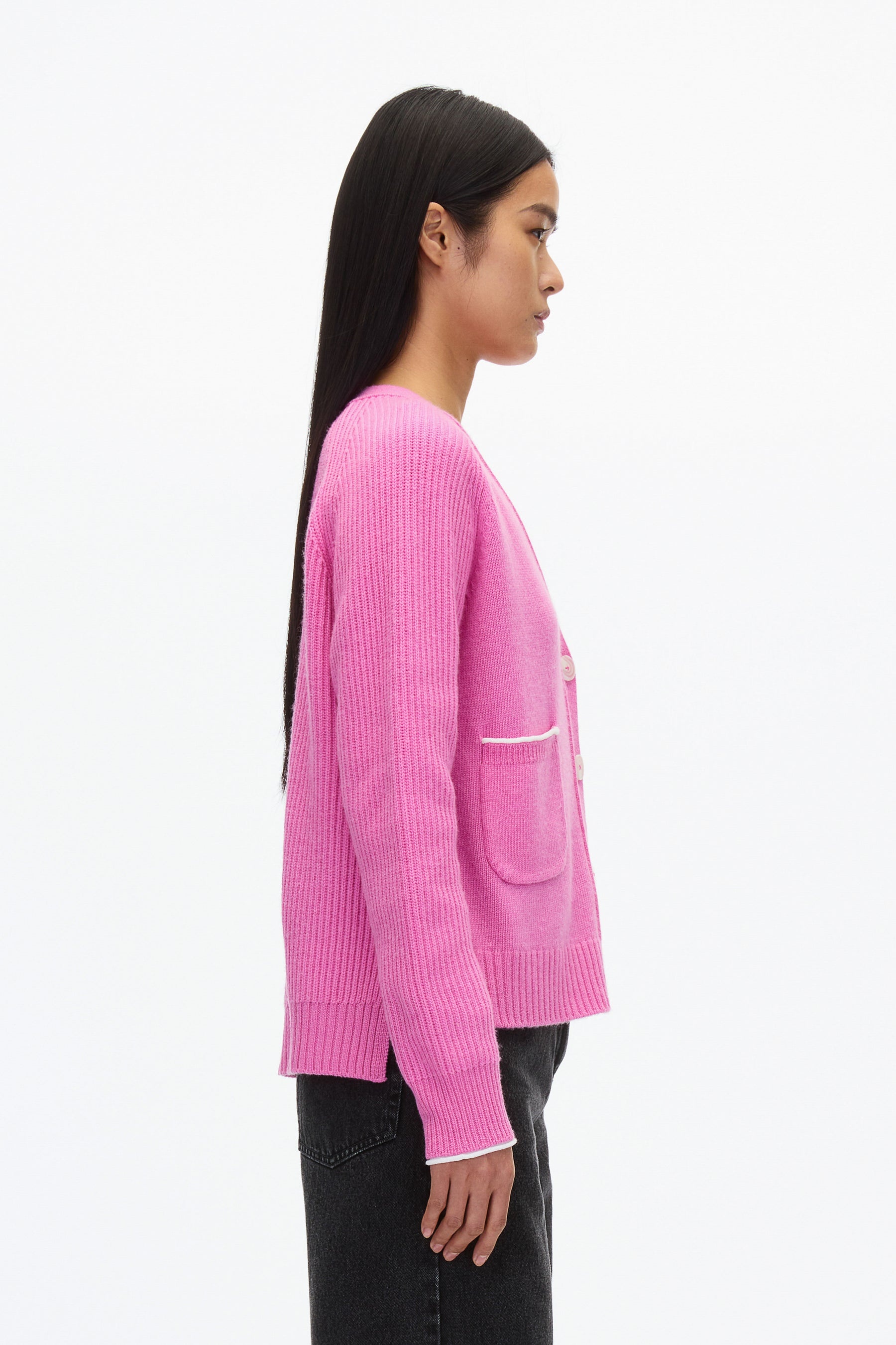 Relaxed Cardigan with Contrast Trims - 3