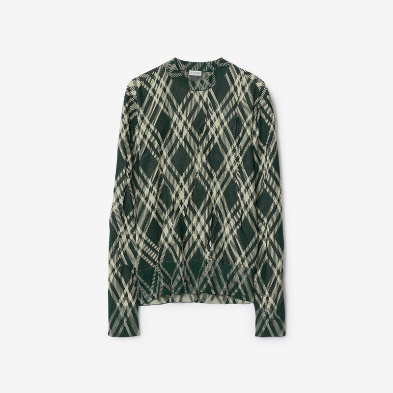 Check Cotton Blend Sweater - 1