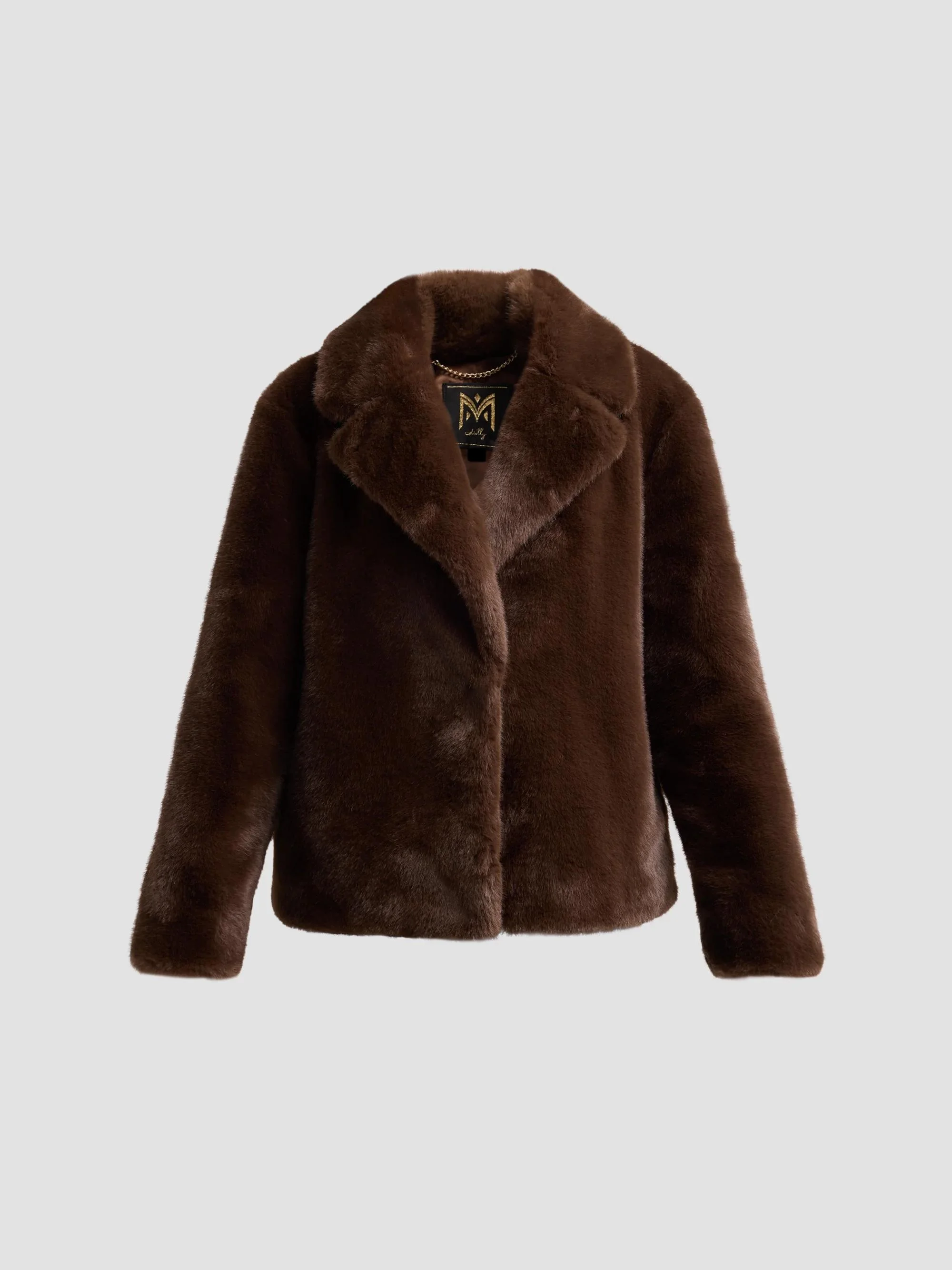 Women's Harlow Faux Mink Coat - Dark Brown - 1