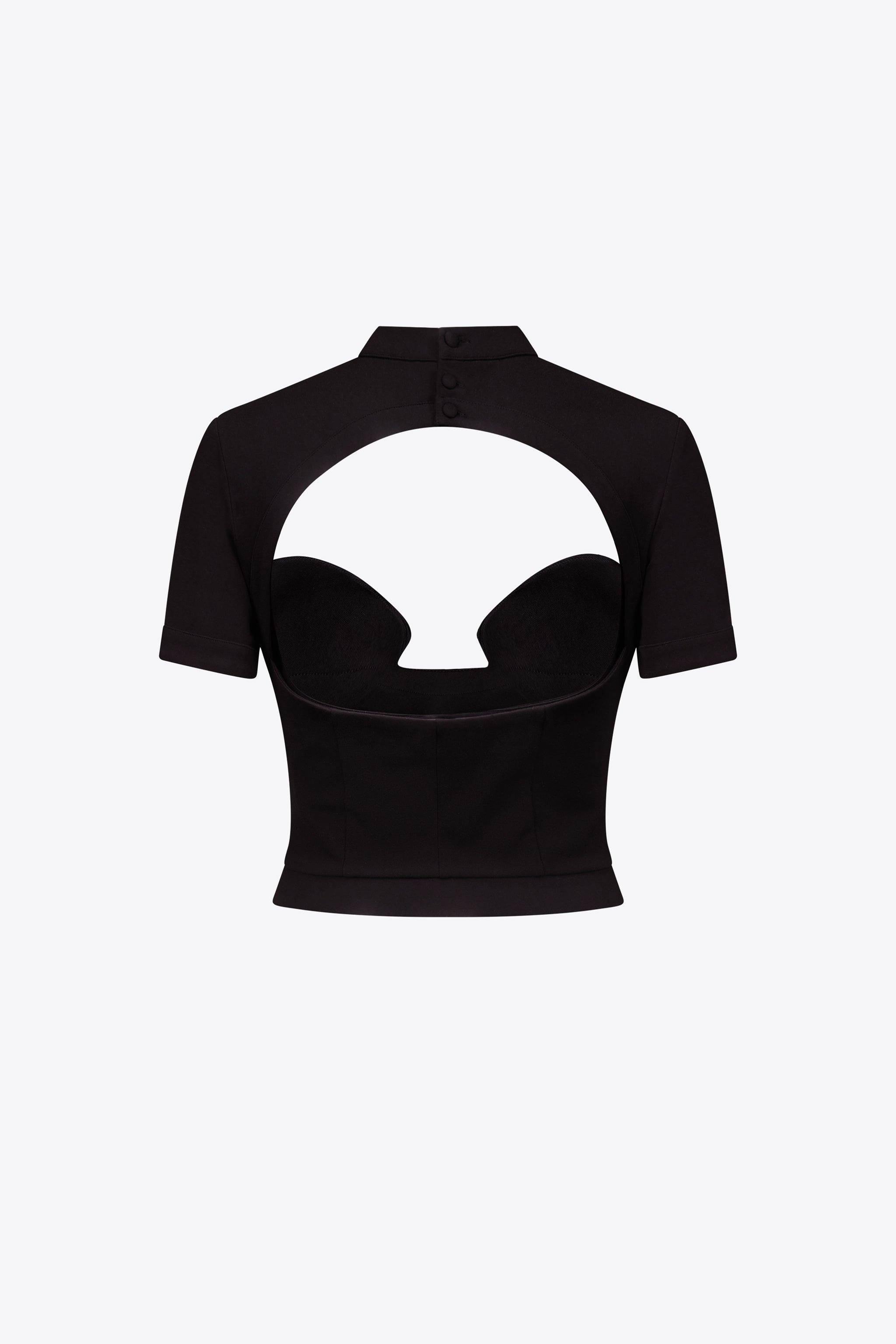 CRYSTAL EMBELLISHED RAGLAN BUSTIER CUP T-SHIRT - 2