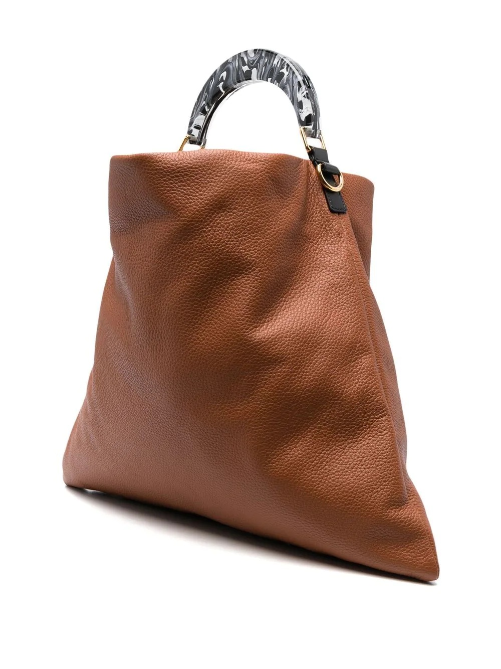 grained leather tote bag - 3