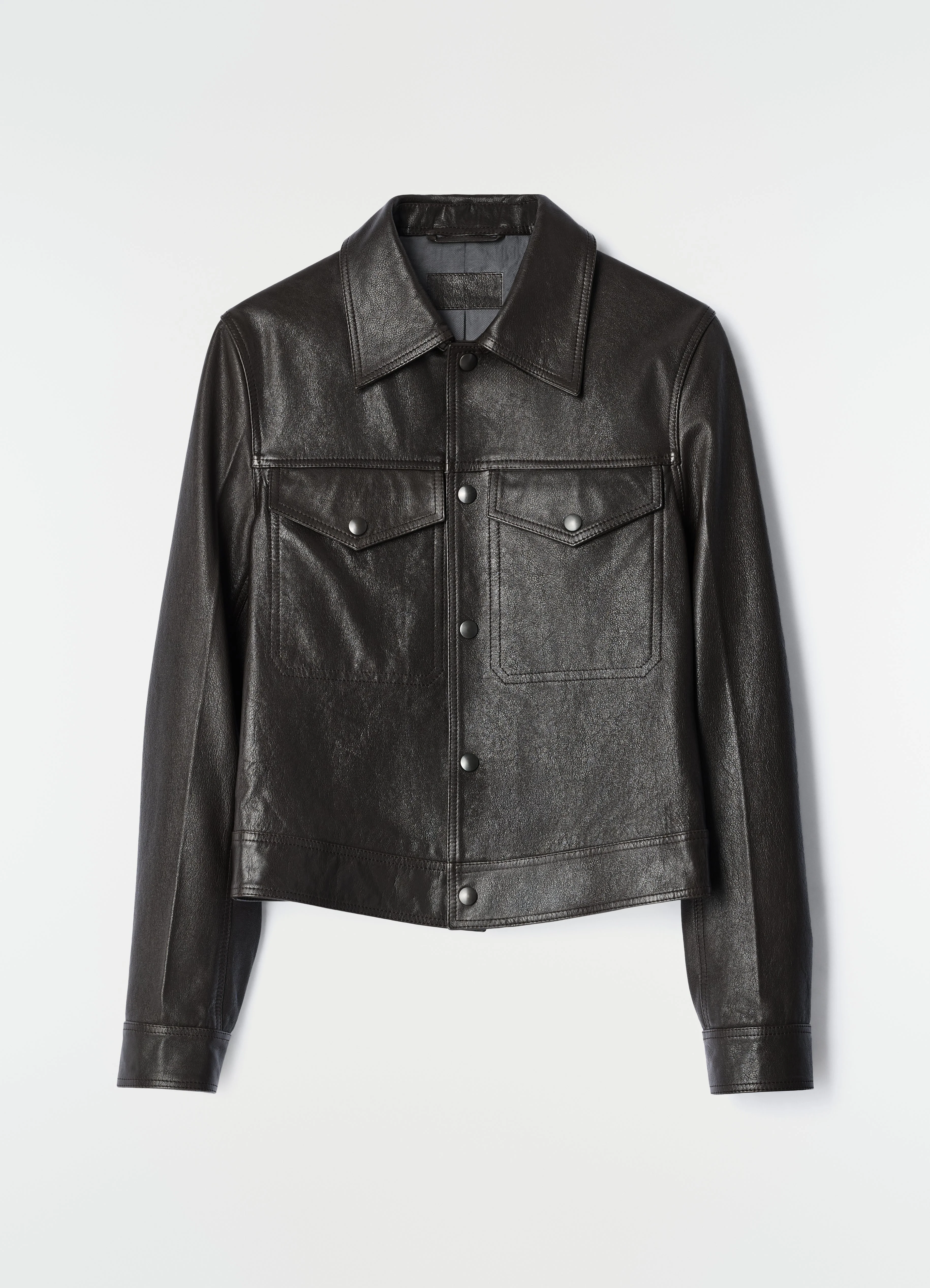 TRUCKER LEATHER JACKET IN GLOSSY COW LEATHER - 1
