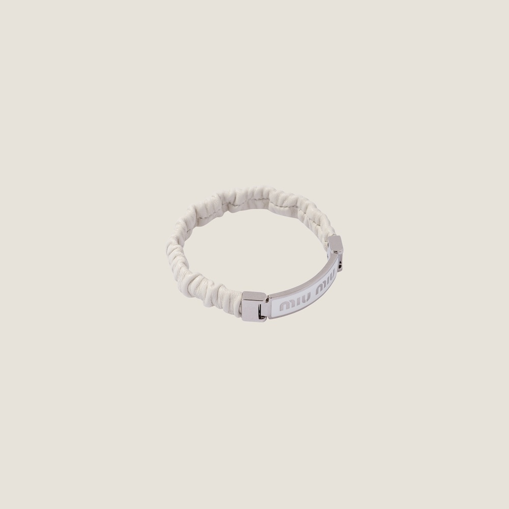 Nappa leather and metal bracelet with logo - 2