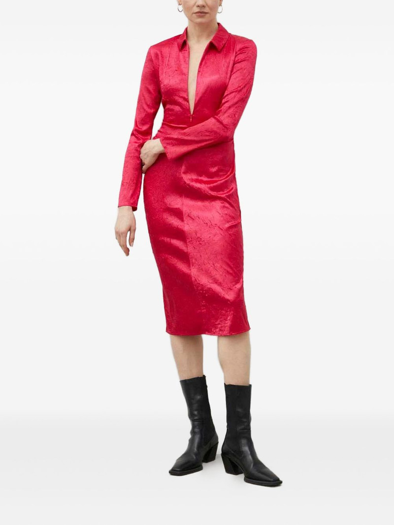 long-sleeve collared midi dress 1