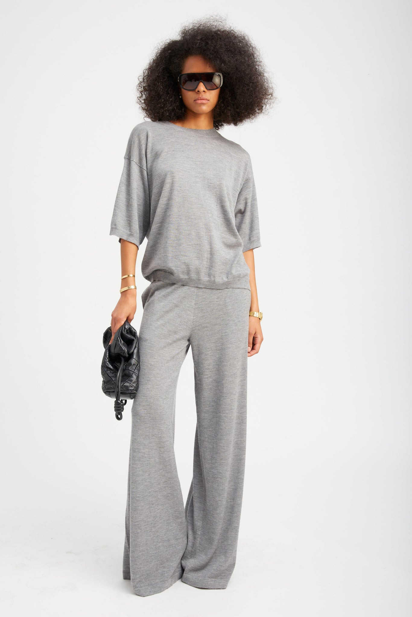 GREY CASHMERE BOXY TEE - 3