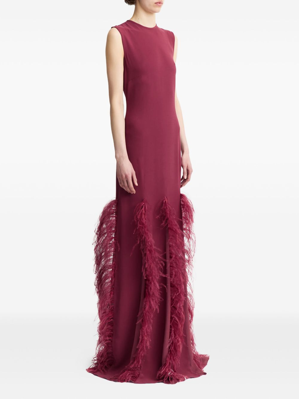 Lett feather-trim maxi dress - 3