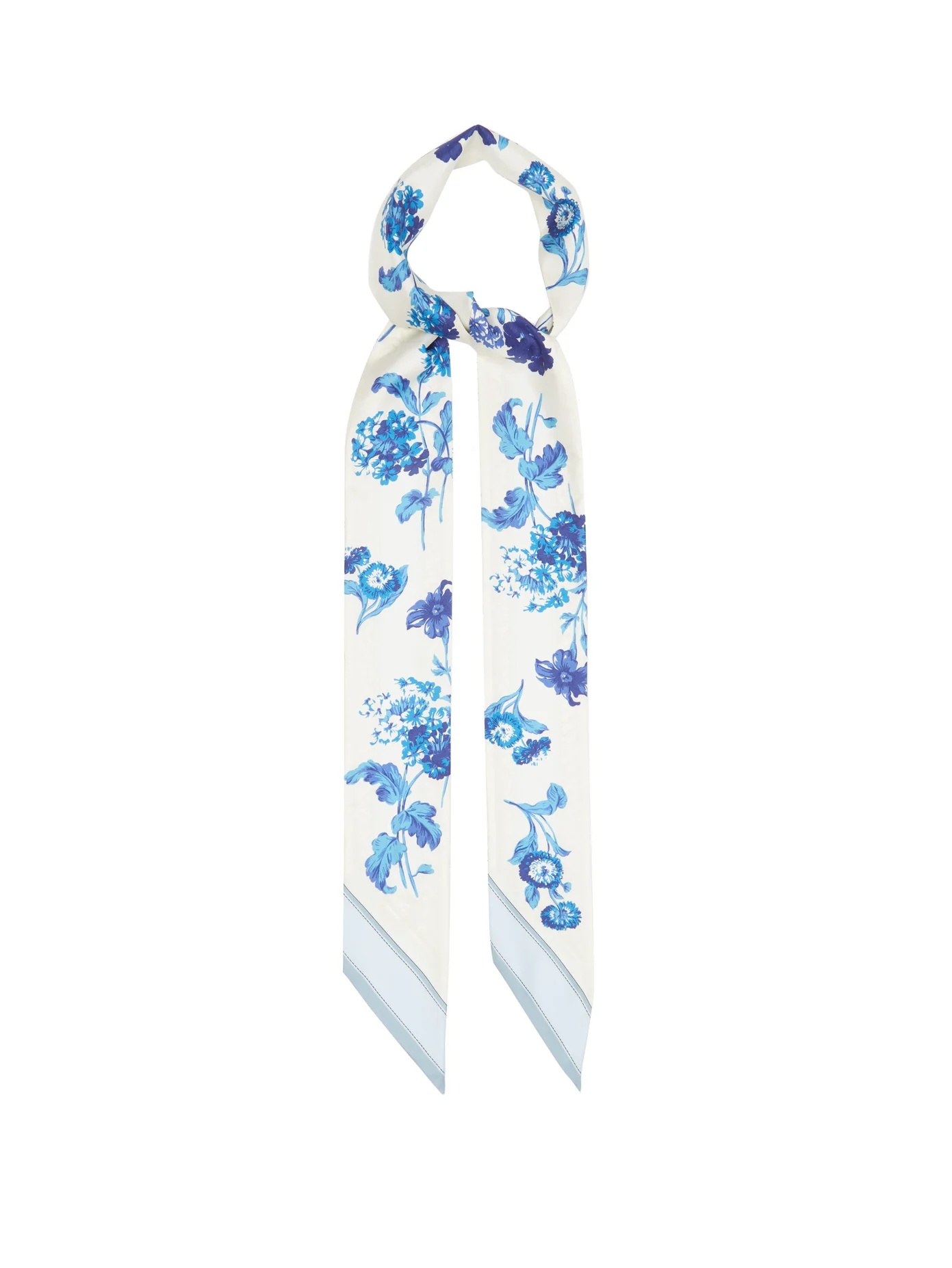 Floral-print silk-twill scarf - 1