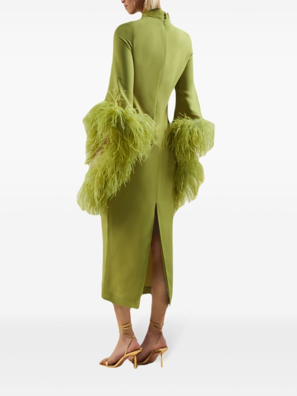 Del Rio feather-trim midi dress - 3