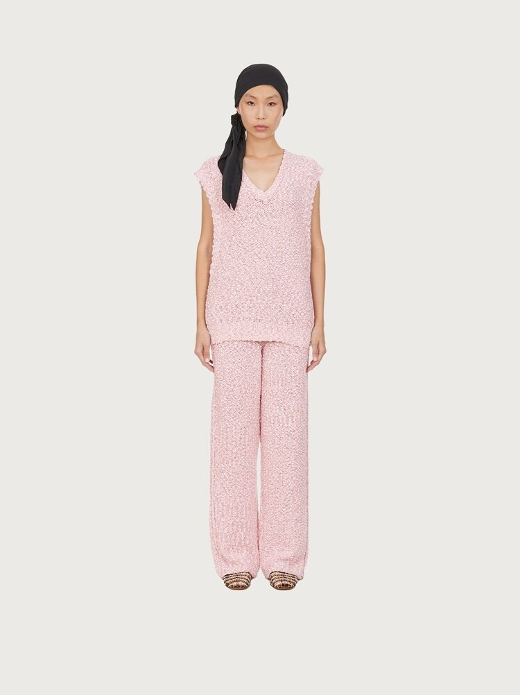KNITTED COTTON BOUCLÉ TOP - 3