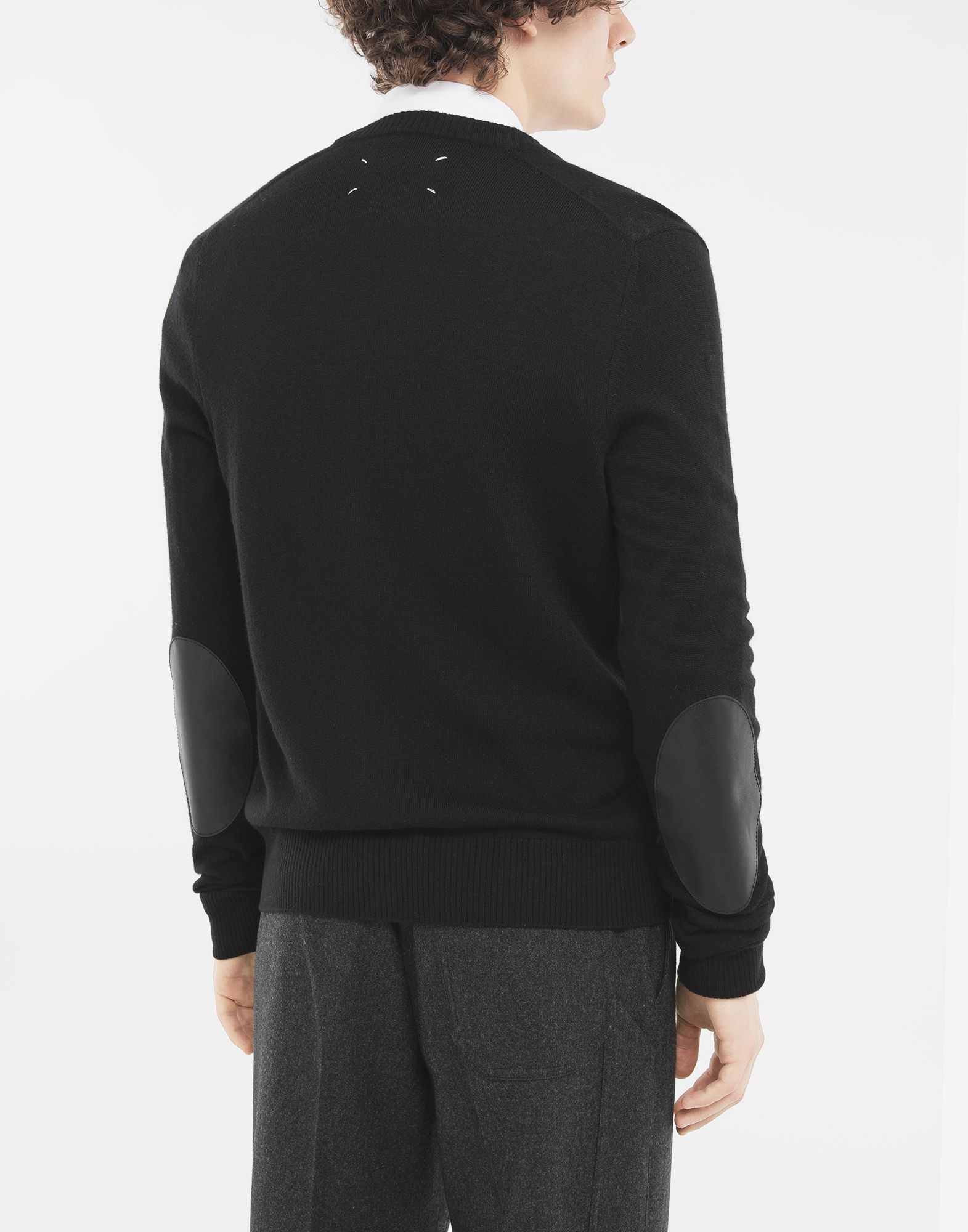 Leather elbow patch cardigan - 4