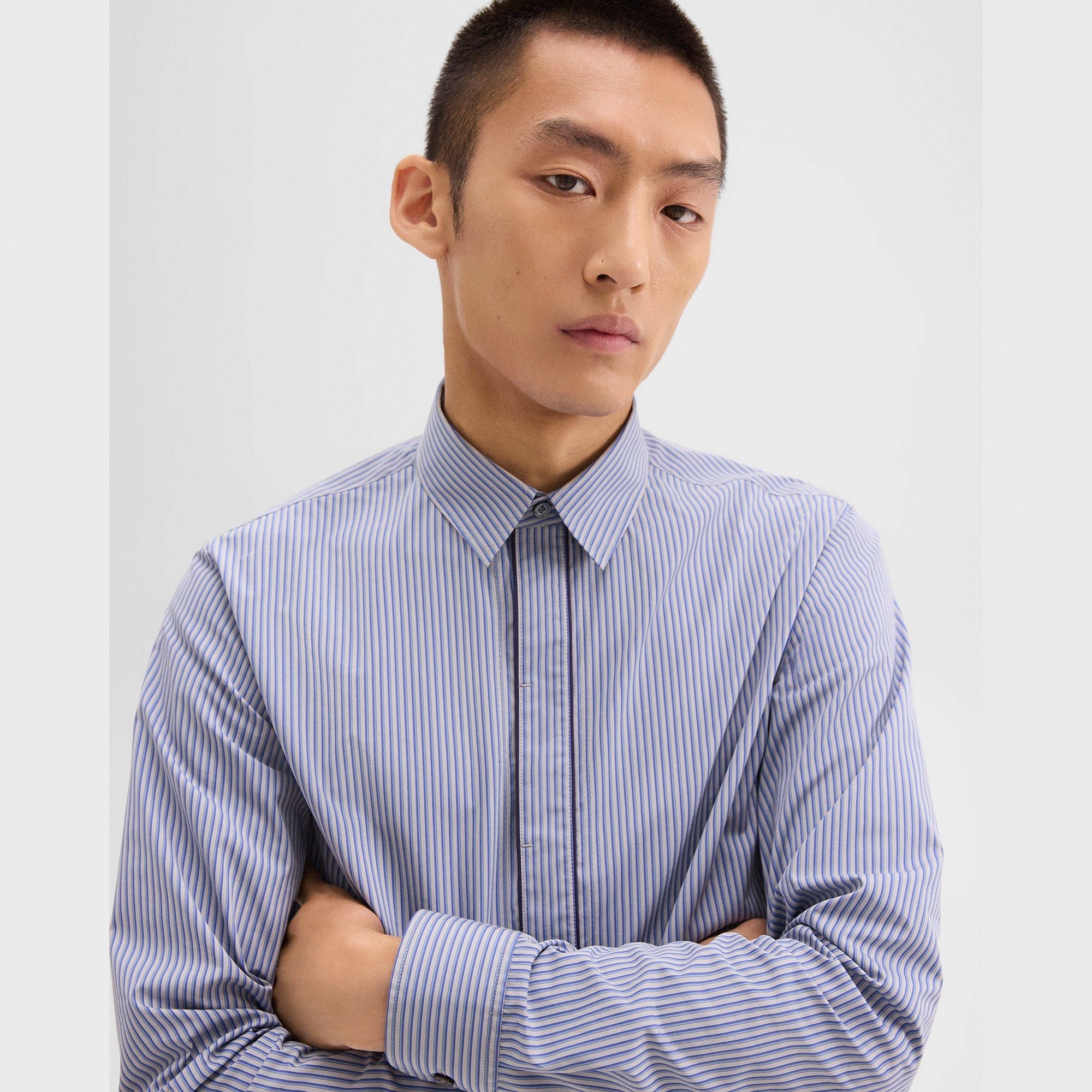 Straight Shirt in Striped Cotton-Blend - 5