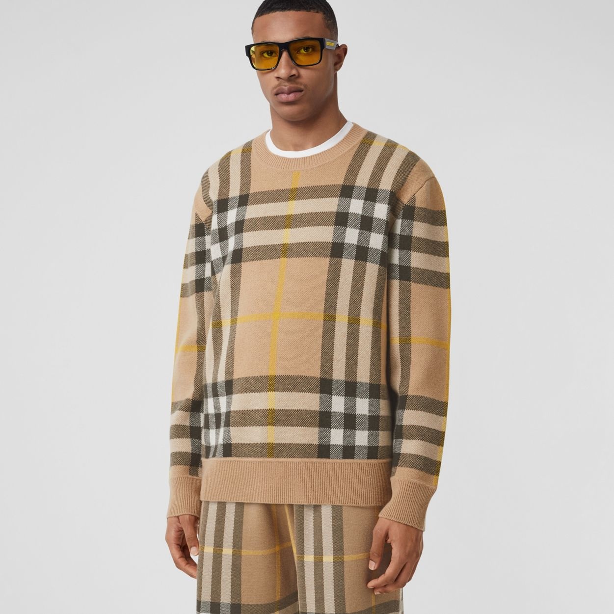 Check Cashmere Jacquard Sweater - 5