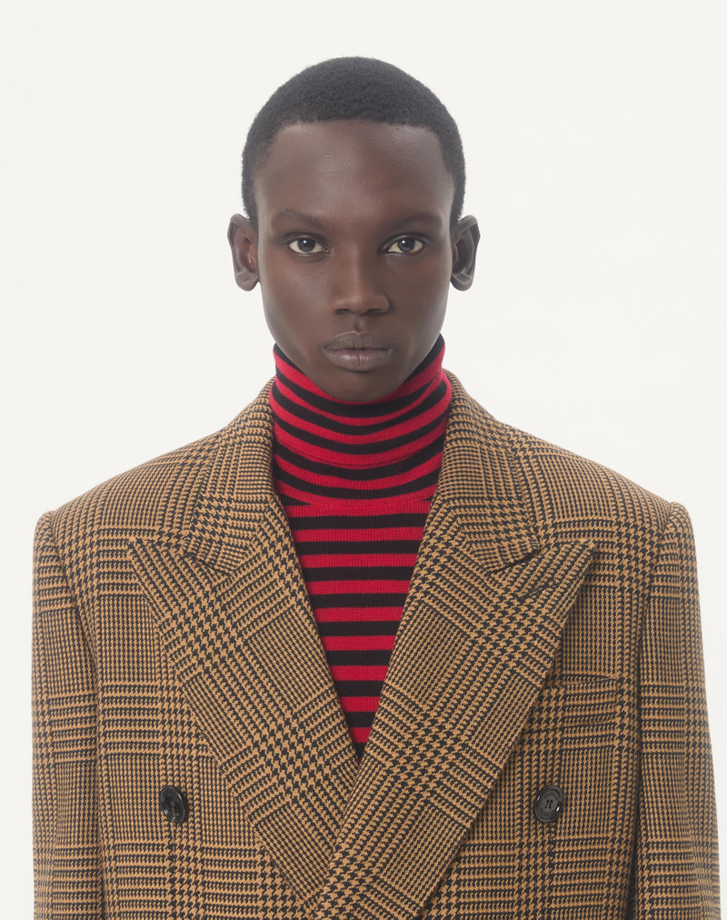VALENTINO DOUBLE-BREASTED WOOL COAT WITH GLEN PLAID PATTERN 3