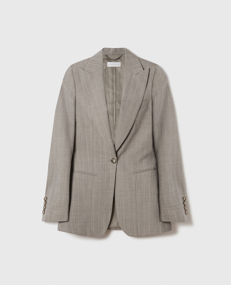 Single-Breasted Pinstripe Blazer 1