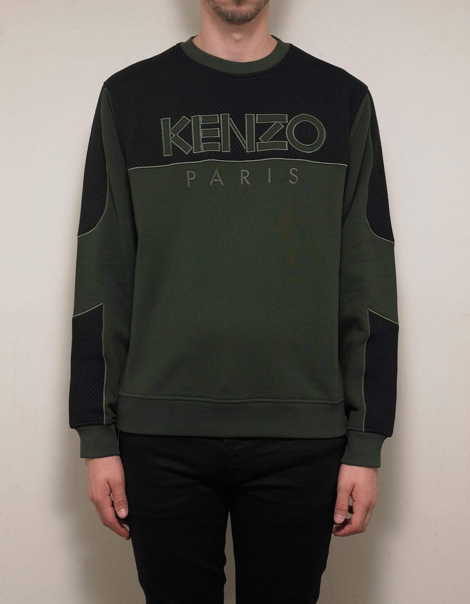 Kenzo Khaki Dual-Fabric Sweatshirt - 3