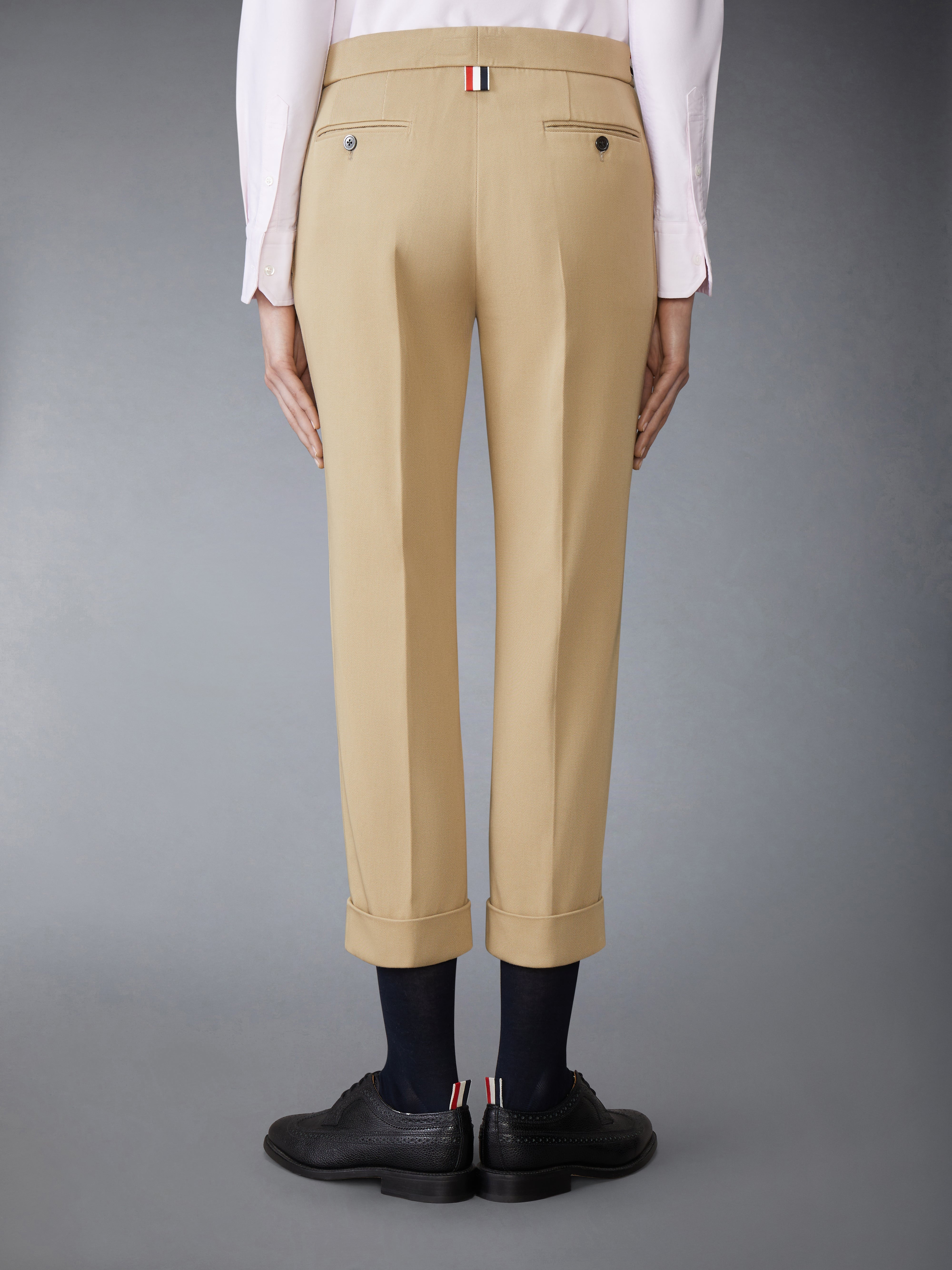 COTTON GABARDINE LOW RISE SLIM TROUSERS - 3