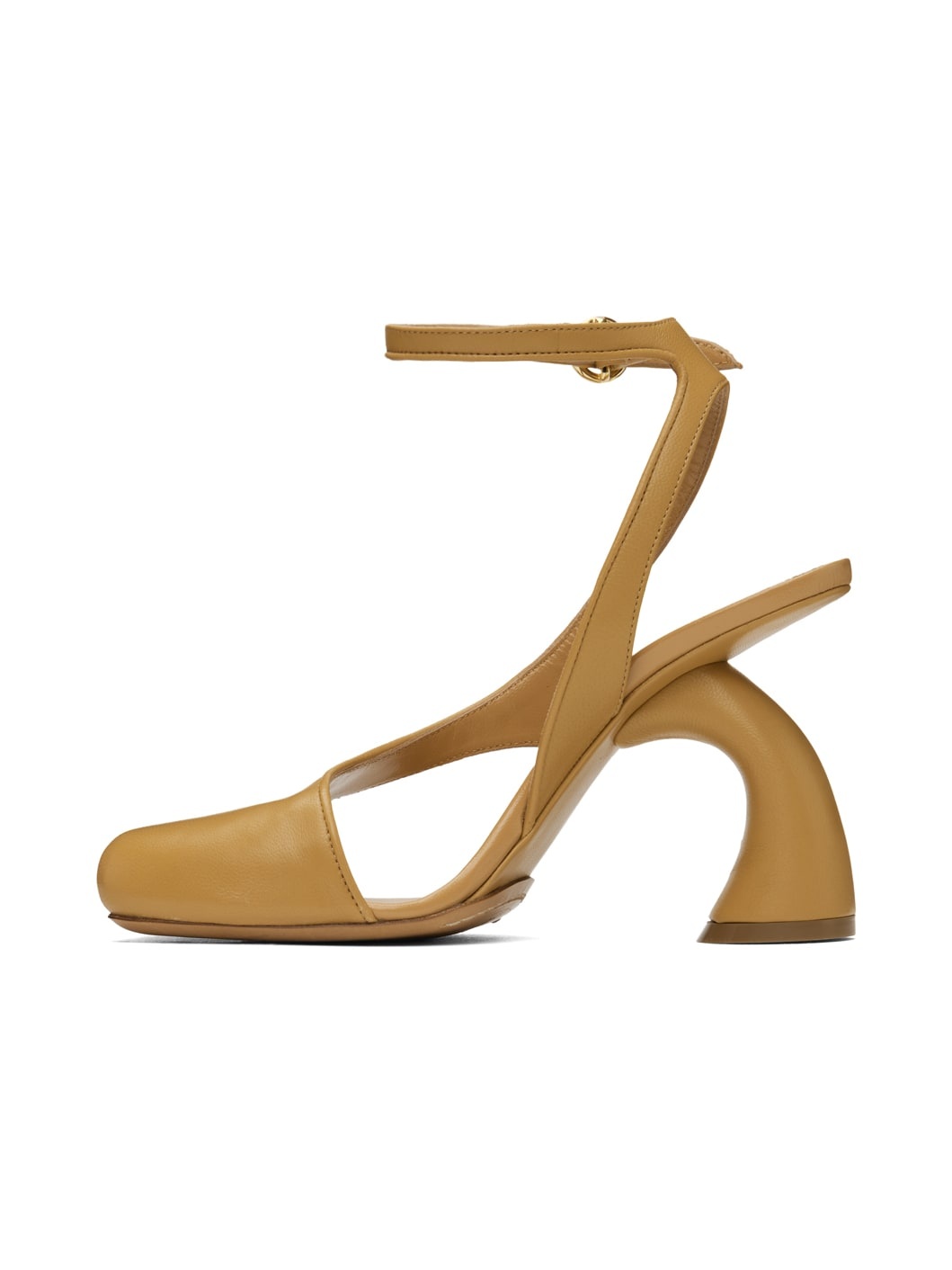 Tan Leather Heeled Sandals - 3