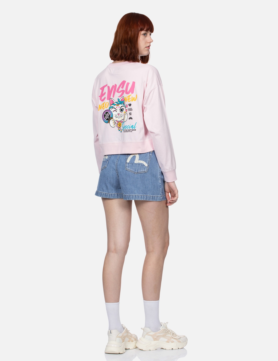 FORTUNE CAT PRINT CROPPED SWEATSHIRT - 3