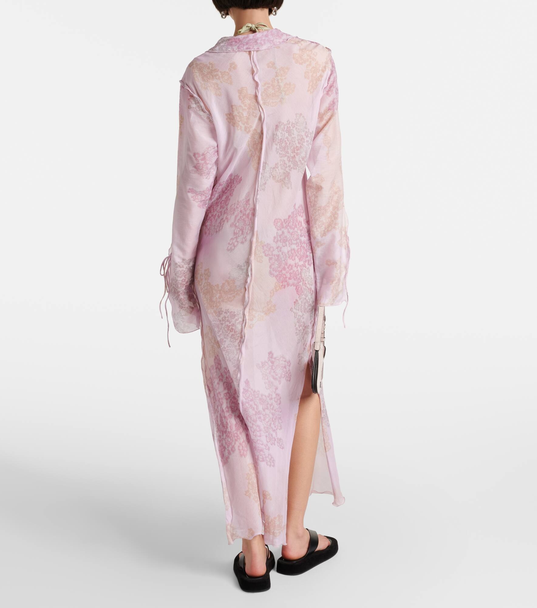 Printed cotton and silk chiffon midi dress - 3