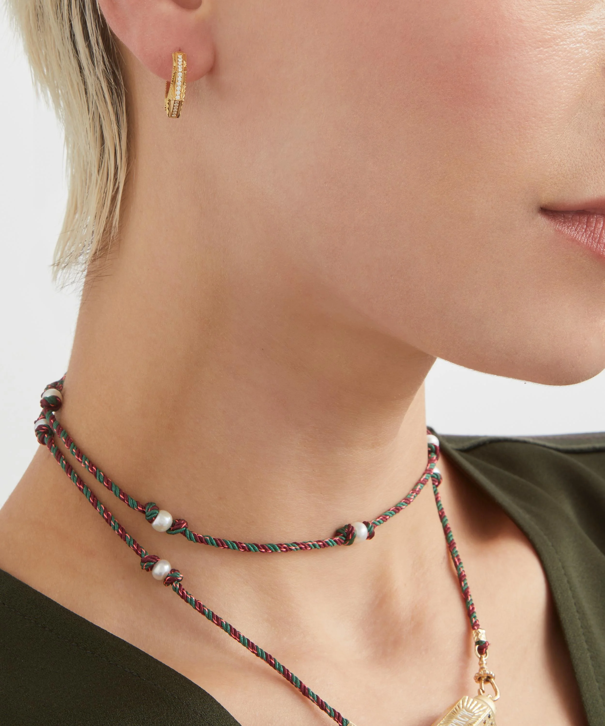 18ct Gold NYC Diamond Small Hoop Earring - 1