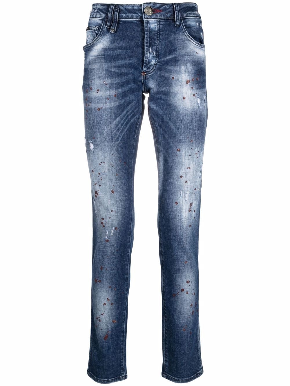 distressed straight-cut jeans - 1