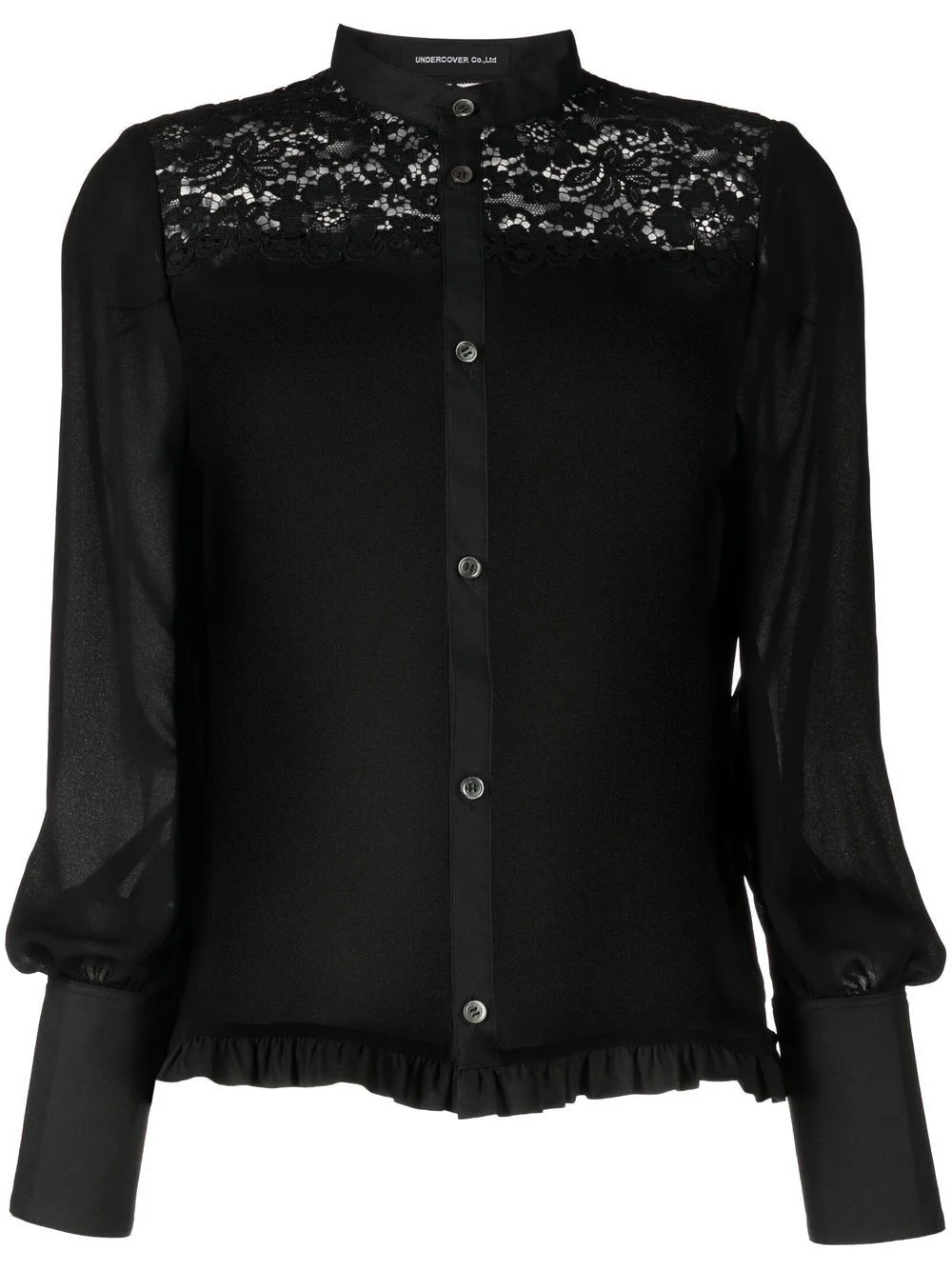 lace-trim long-sleeve blouse - 1