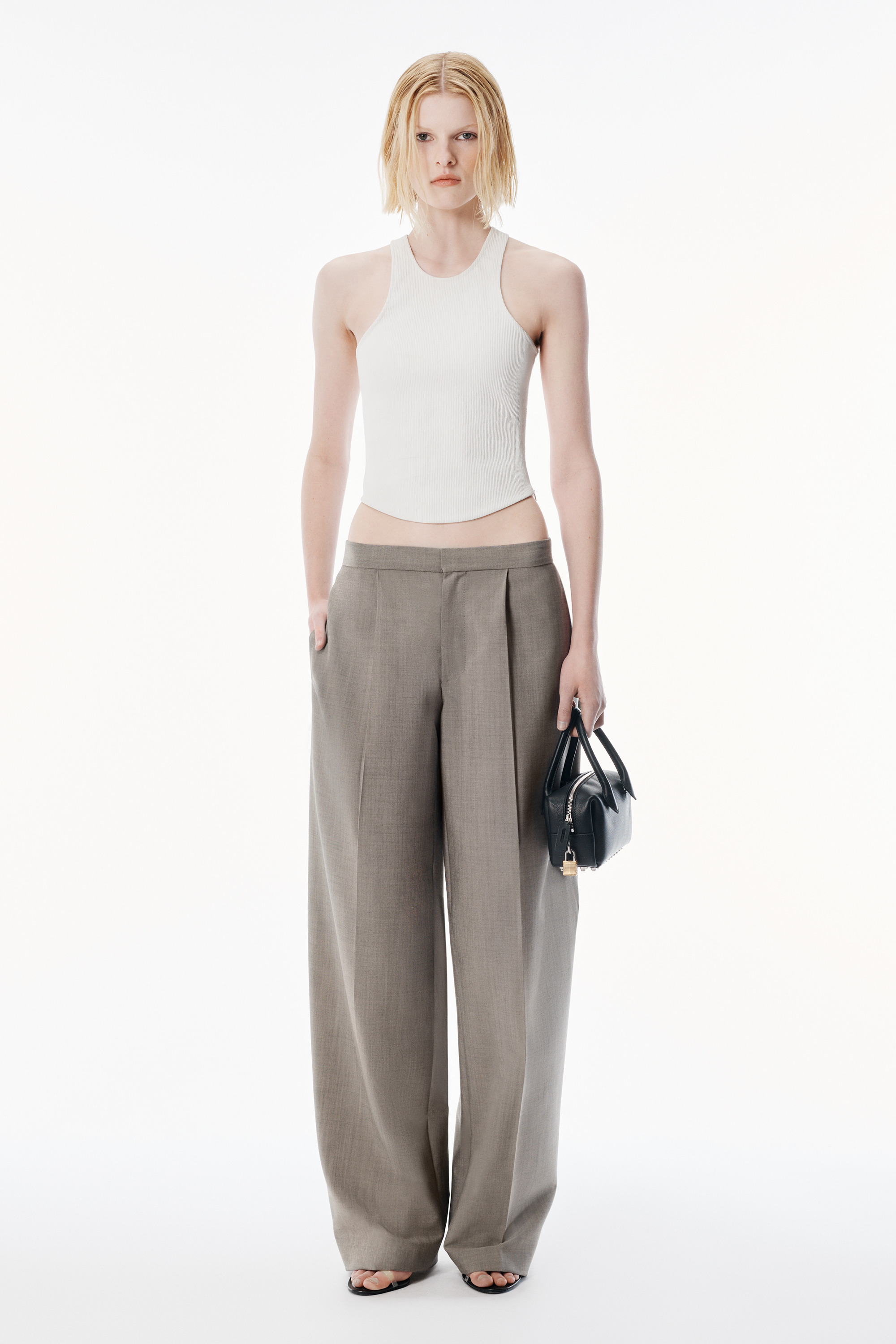 Grey Wool Mohair Tailored Pant - 2