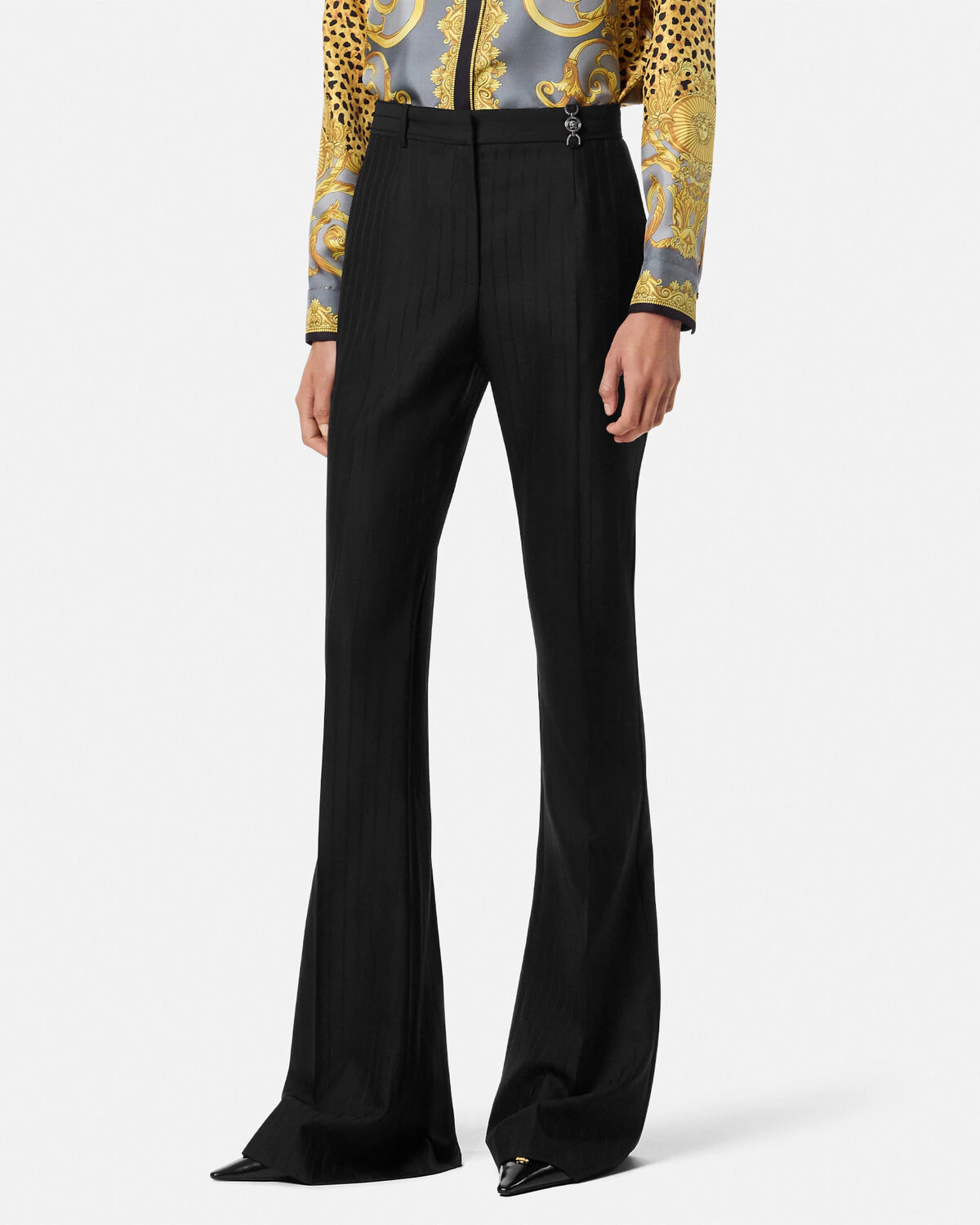 Wool Pinstripe DV Pants - 4