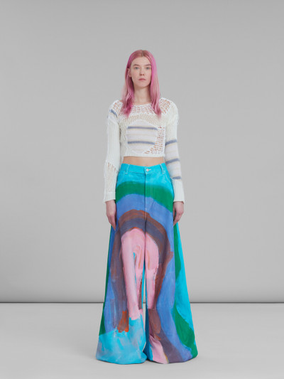 Marni LIGHT BLUE ULTRA-WIDE-LEG TROUSERS WITH RAINBOW PRINT outlook