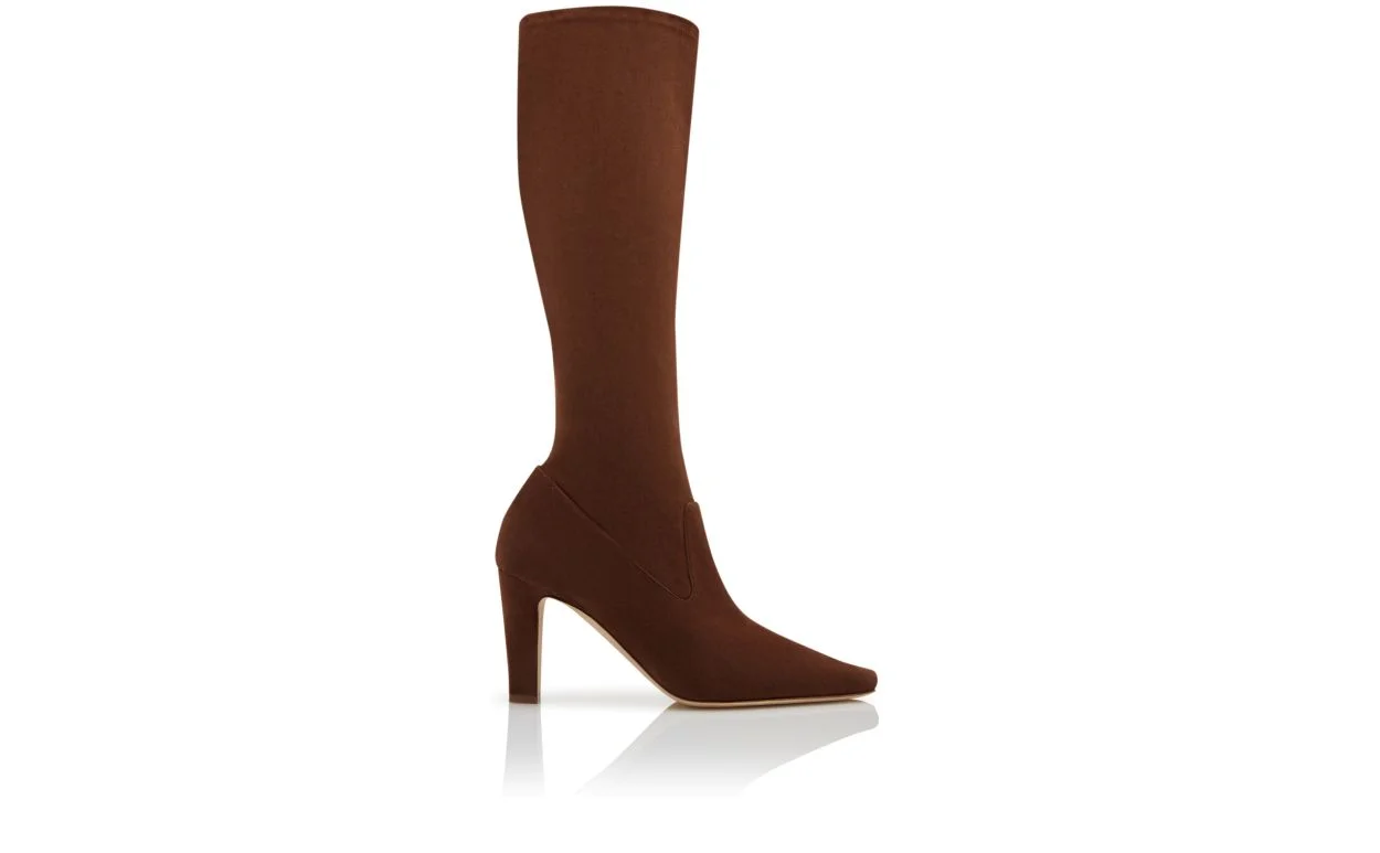 Brown Suede Knee High Boots - 1