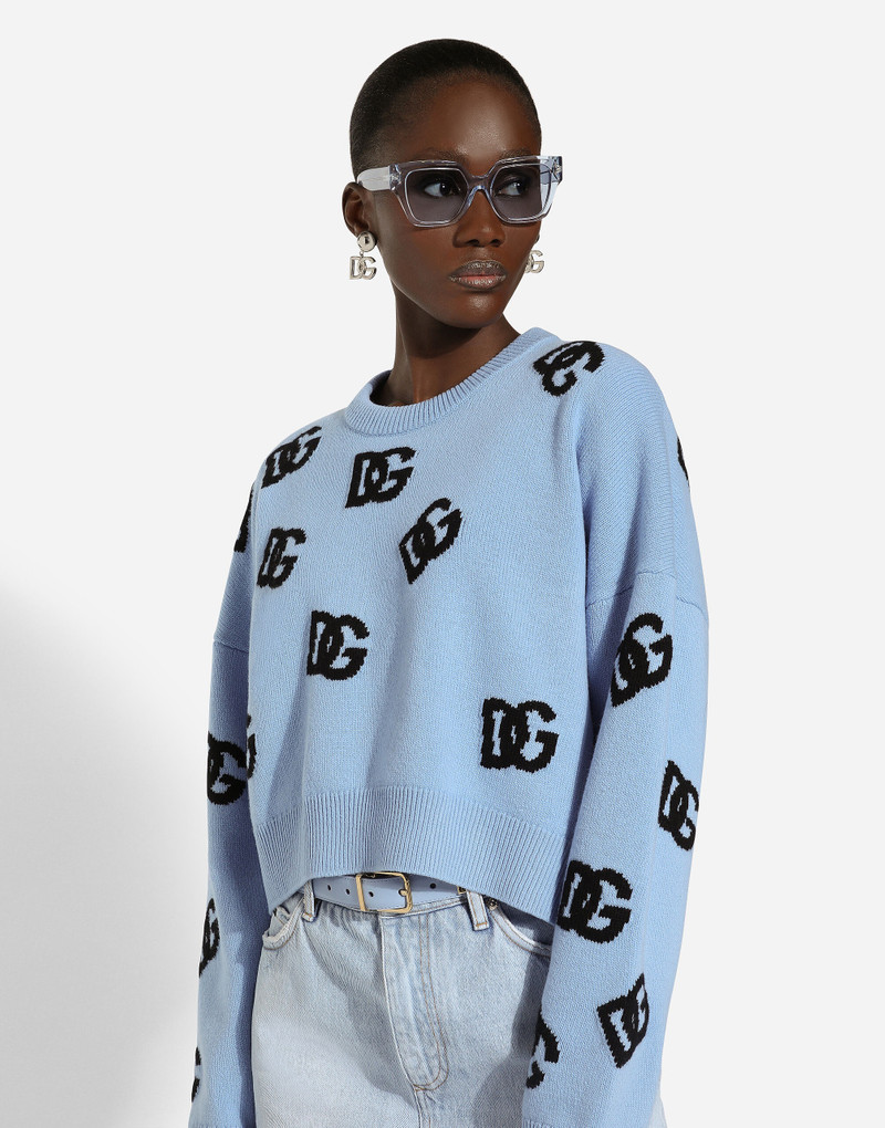 Wool round-neck sweater with DG logo inlay 4