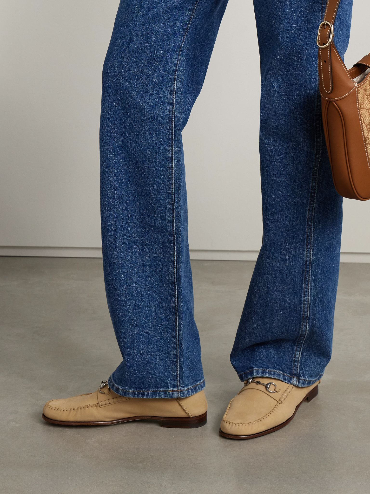 Gigi horsebit-detailed suede loafers Beige - 2