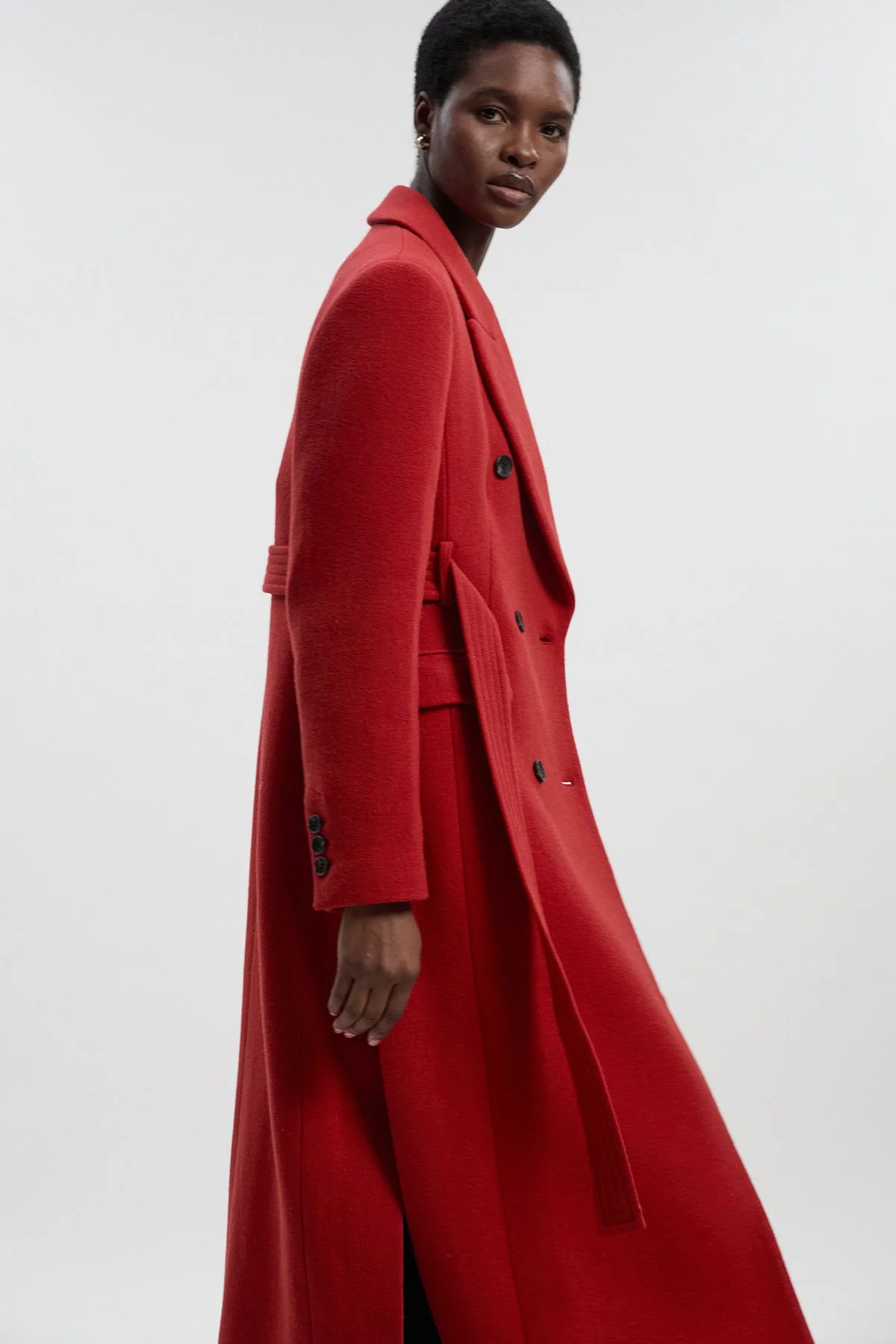 Petite Wool Double Breasted Belted Tailored Maxi Coat - 1