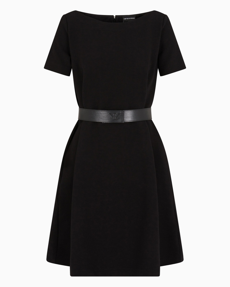 OTTOMAN JERSEY DRESS WITH BOAT NECK AND BELT 1