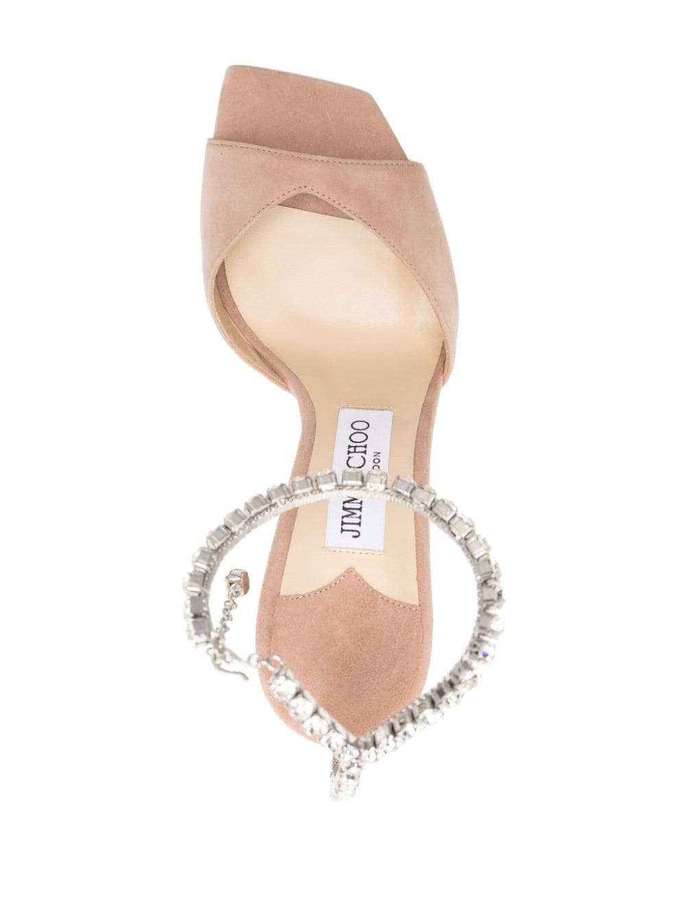 Saeda 100mm crystal-embellished suede sandals - 4