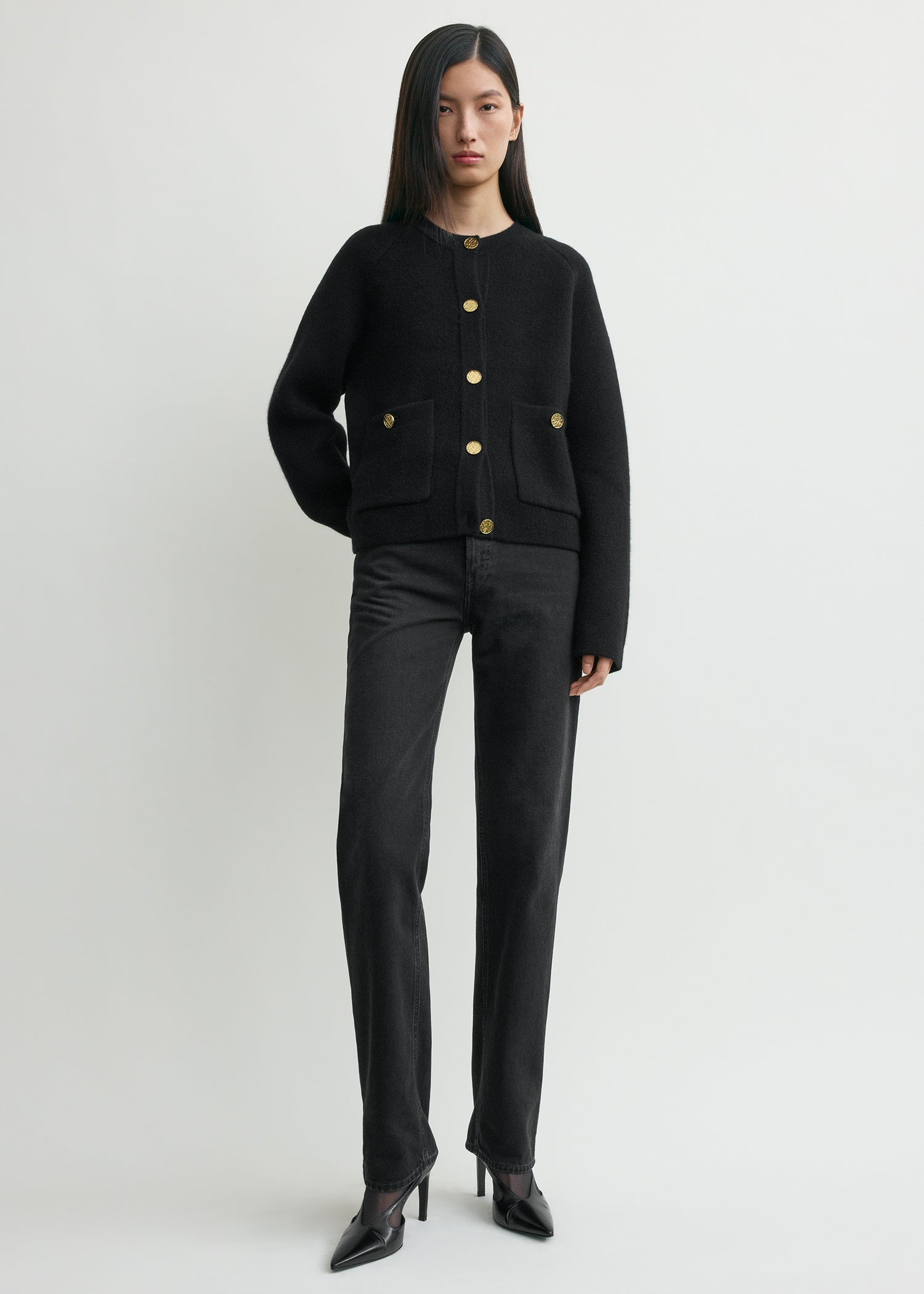 Hammered button cardigan black - 2